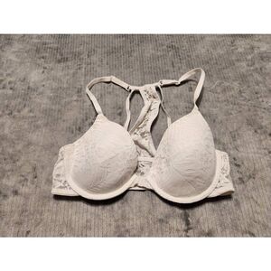 Victoria's Secret Pink Size 32C Lightly Lined Racerback Lace Tshirt Bra White